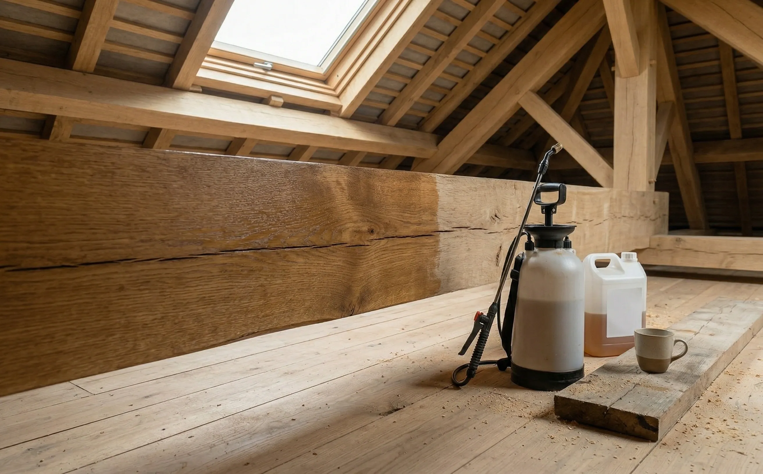 Traitement insecticide par injection sur une charpente en bois à Yvrac